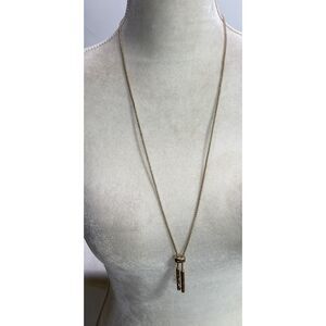 NEW Tassel Pendant Gold Tone 16" Chain Necklace marked KC Rhinestone‎